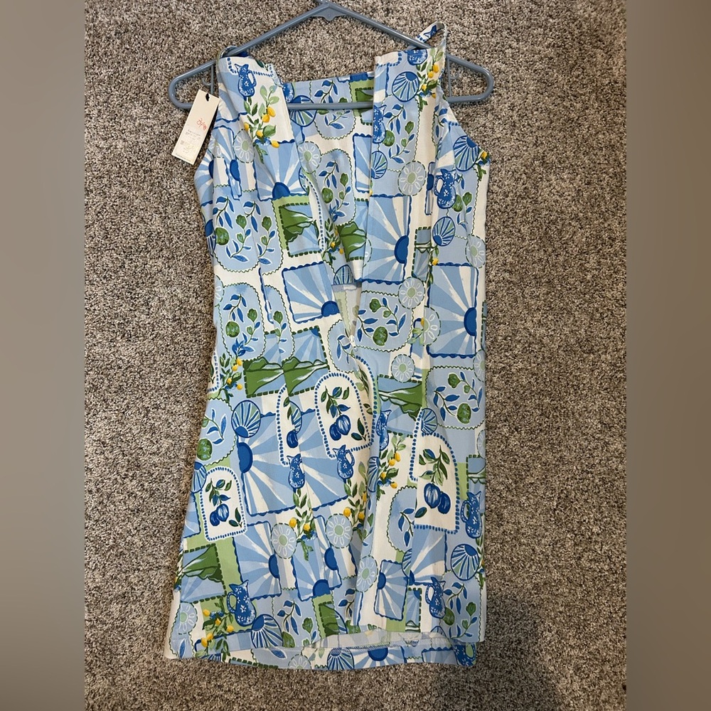Francesca's Collections Blue and Green Patterned Dress - Picture 2 of 3